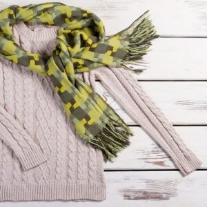 Knitted Sweater + Green Scarf